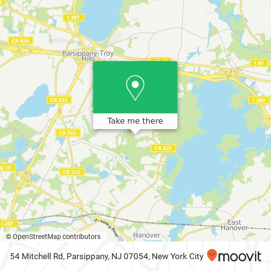 Mapa de 54 Mitchell Rd, Parsippany, NJ 07054