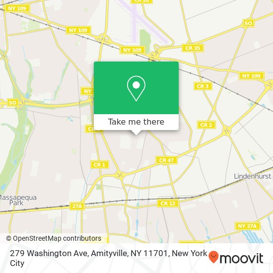 Mapa de 279 Washington Ave, Amityville, NY 11701