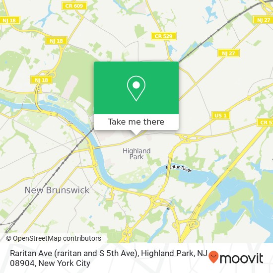 Raritan Ave (raritan and S 5th Ave), Highland Park, NJ 08904 map
