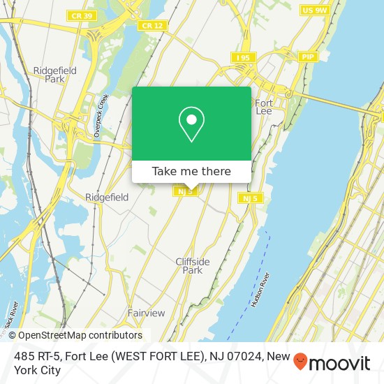 485 RT-5, Fort Lee (WEST FORT LEE), NJ 07024 map