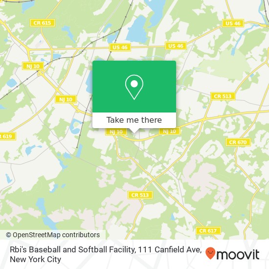 Mapa de Rbi's Baseball and Softball Facility, 111 Canfield Ave