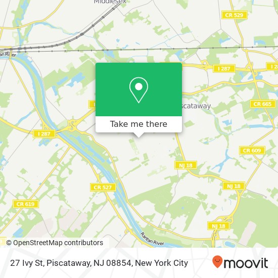 Mapa de 27 Ivy St, Piscataway, NJ 08854