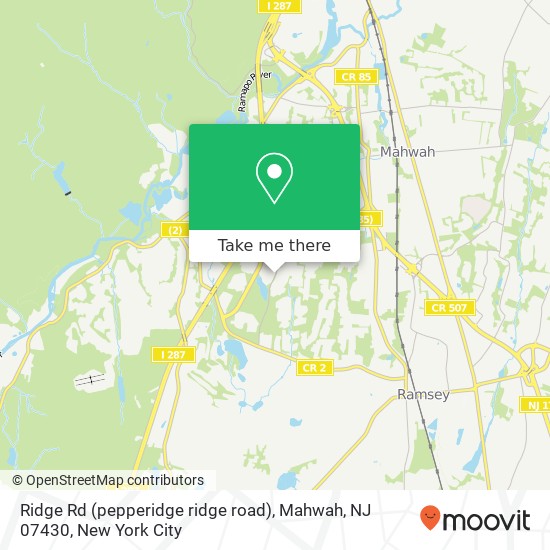 Mapa de Ridge Rd (pepperidge ridge road), Mahwah, NJ 07430