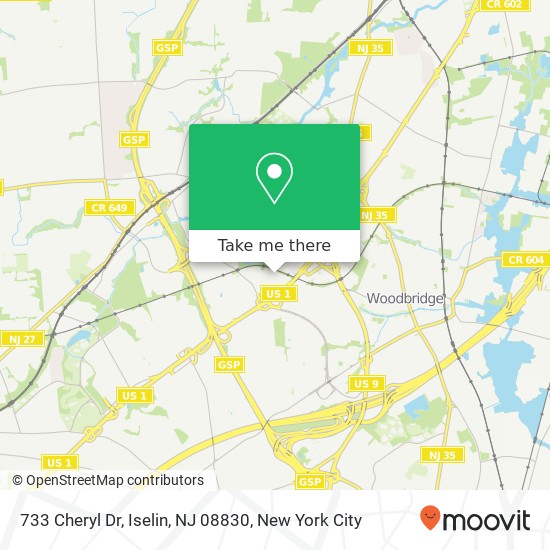 Mapa de 733 Cheryl Dr, Iselin, NJ 08830