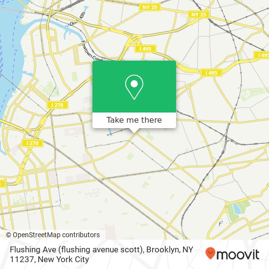 Mapa de Flushing Ave (flushing avenue scott), Brooklyn, NY 11237
