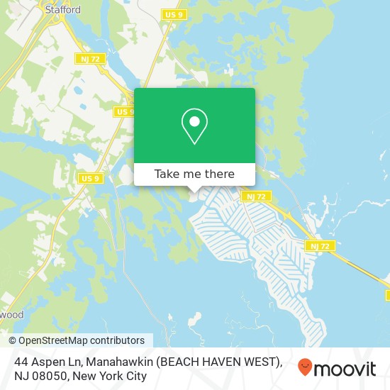 Mapa de 44 Aspen Ln, Manahawkin (BEACH HAVEN WEST), NJ 08050