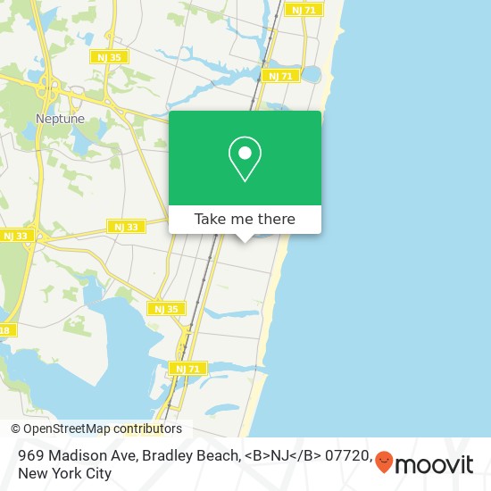 969 Madison Ave, Bradley Beach, <B>NJ< / B> 07720 map