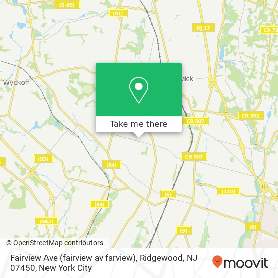 Mapa de Fairview Ave (fairview av farview), Ridgewood, NJ 07450