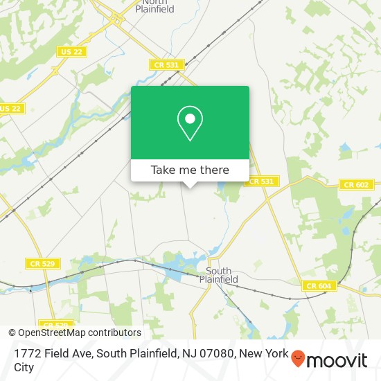 Mapa de 1772 Field Ave, South Plainfield, NJ 07080