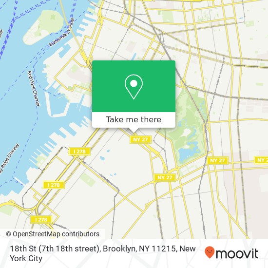 Mapa de 18th St (7th 18th street), Brooklyn, NY 11215