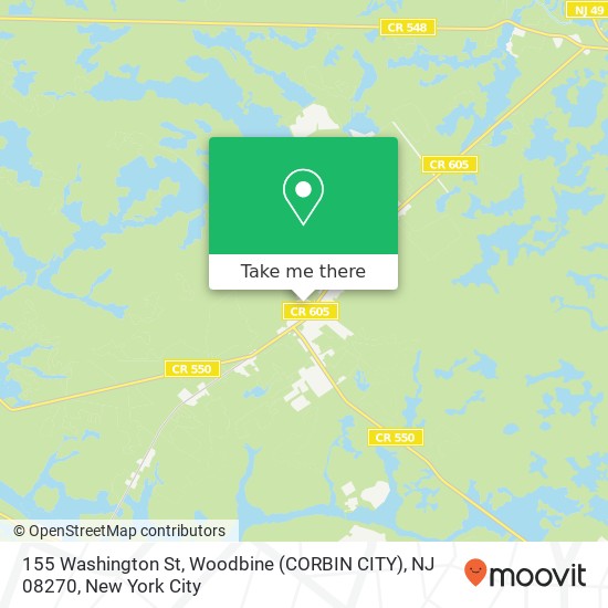 Mapa de 155 Washington St, Woodbine (CORBIN CITY), NJ 08270