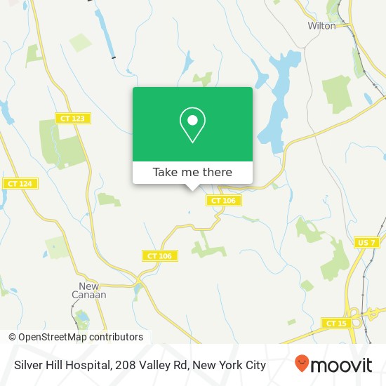 Mapa de Silver Hill Hospital, 208 Valley Rd