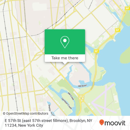 Mapa de E 57th St (east 57th street fillmore), Brooklyn, NY 11234