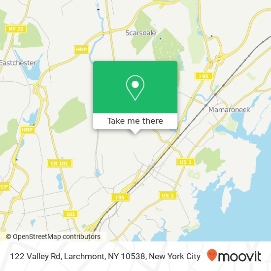 Mapa de 122 Valley Rd, Larchmont, NY 10538
