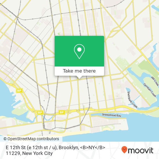 Mapa de E 12th St (e 12th st / u), Brooklyn, <B>NY< / B> 11229