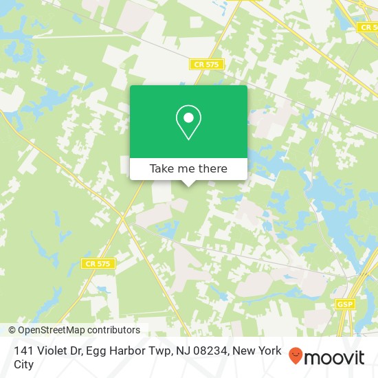 Mapa de 141 Violet Dr, Egg Harbor Twp, NJ 08234