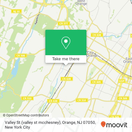 Mapa de Valley St (valley st mcchesney), Orange, NJ 07050