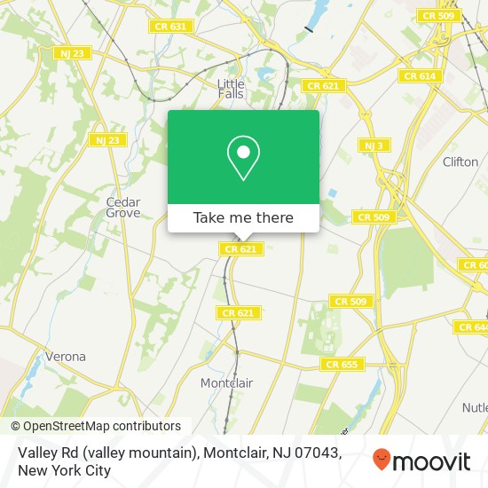 Mapa de Valley Rd (valley mountain), Montclair, NJ 07043