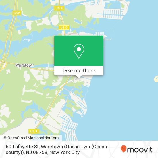 Mapa de 60 Lafayette St, Waretown (Ocean Twp (Ocean county)), NJ 08758