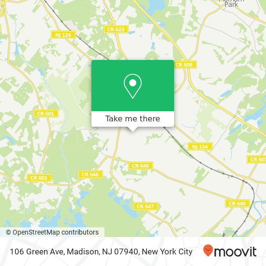 Mapa de 106 Green Ave, Madison, NJ 07940