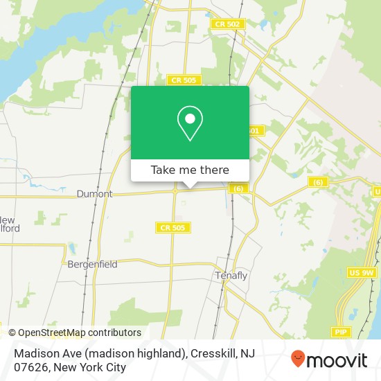 Mapa de Madison Ave (madison highland), Cresskill, NJ 07626