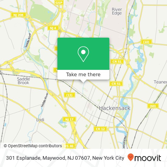 Mapa de 301 Esplanade, Maywood, NJ 07607