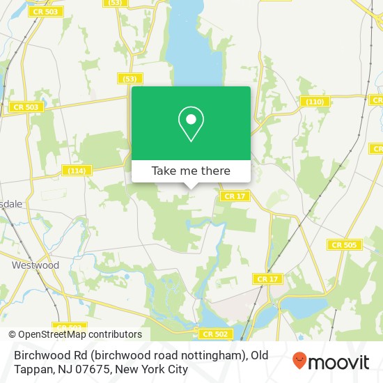 Mapa de Birchwood Rd (birchwood road nottingham), Old Tappan, NJ 07675