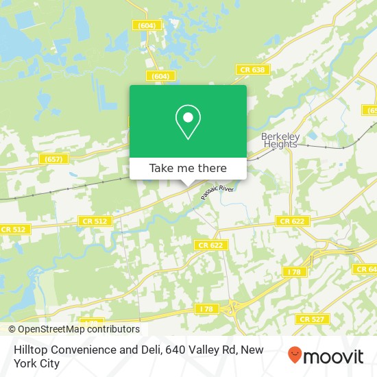 Mapa de Hilltop Convenience and Deli, 640 Valley Rd