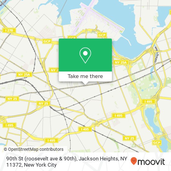 Mapa de 90th St (roosevelt ave & 90th), Jackson Heights, NY 11372