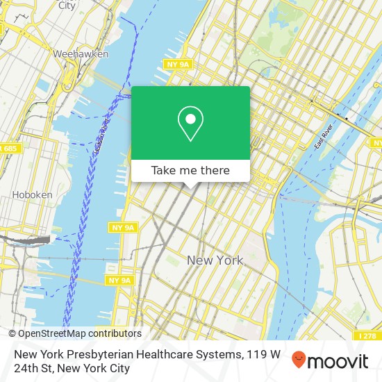 Mapa de New York Presbyterian Healthcare Systems, 119 W 24th St