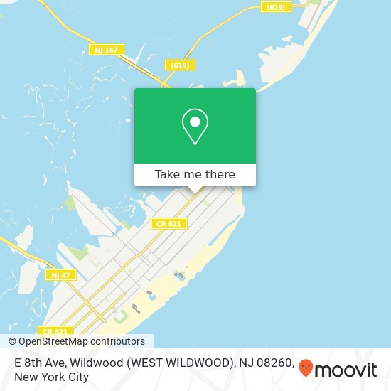 Mapa de E 8th Ave, Wildwood (WEST WILDWOOD), NJ 08260