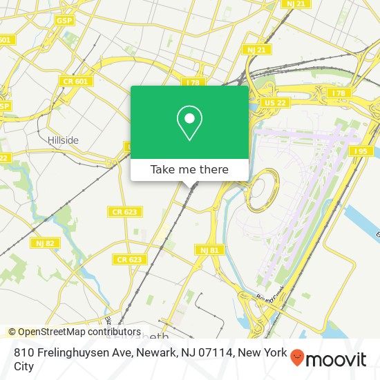 Mapa de 810 Frelinghuysen Ave, Newark, NJ 07114