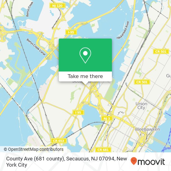 Mapa de County Ave (681 county), Secaucus, NJ 07094