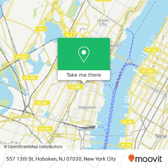 Mapa de 557 13th St, Hoboken, NJ 07030
