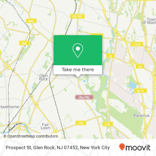 Mapa de Prospect St, Glen Rock, NJ 07452