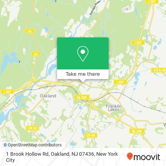 Mapa de 1 Brook Hollow Rd, Oakland, NJ 07436