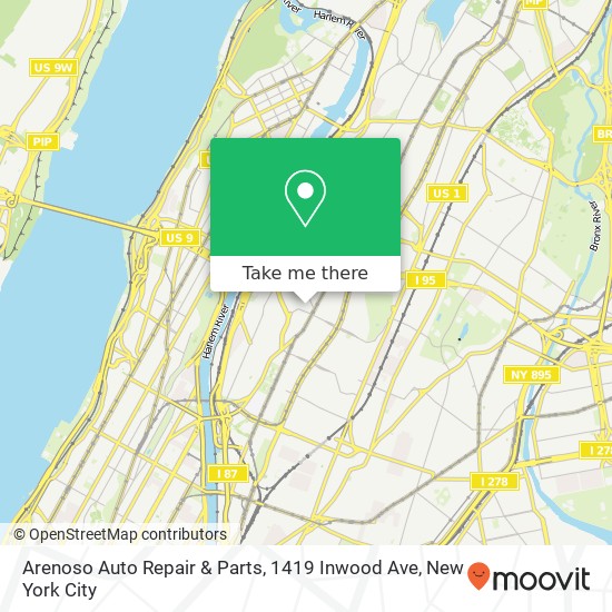 Mapa de Arenoso Auto Repair & Parts, 1419 Inwood Ave