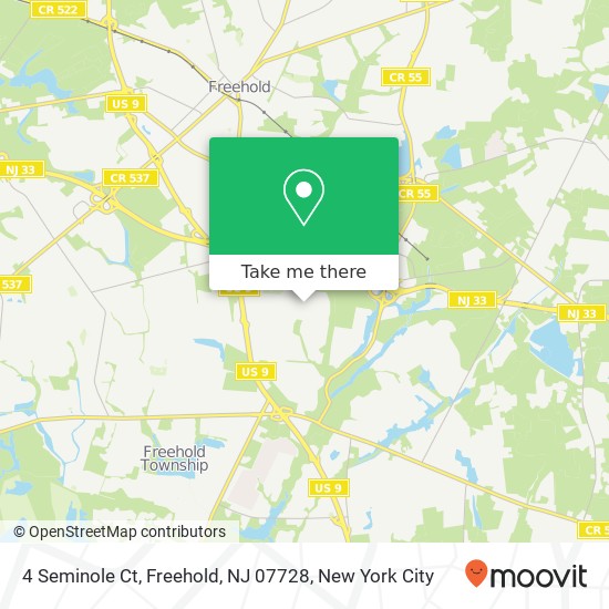 Mapa de 4 Seminole Ct, Freehold, NJ 07728