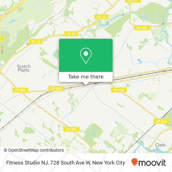 Mapa de Fitness Studio NJ, 728 South Ave W