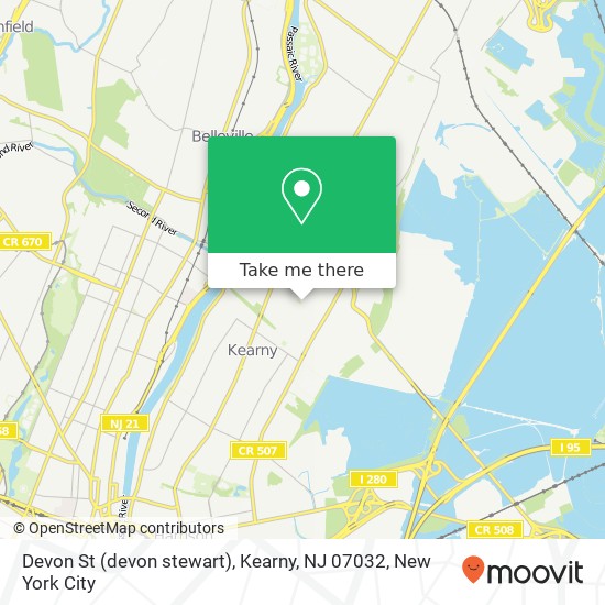 Mapa de Devon St (devon stewart), Kearny, NJ 07032