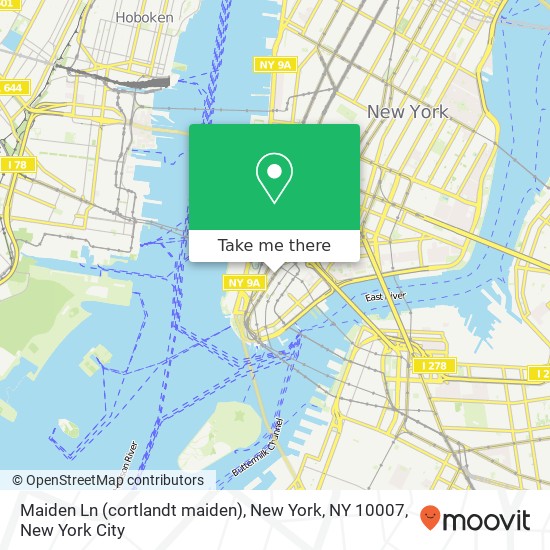 Mapa de Maiden Ln (cortlandt maiden), New York, NY 10007
