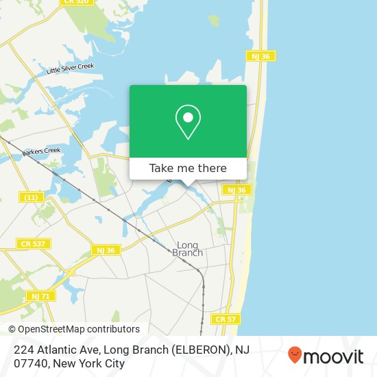 Mapa de 224 Atlantic Ave, Long Branch (ELBERON), NJ 07740