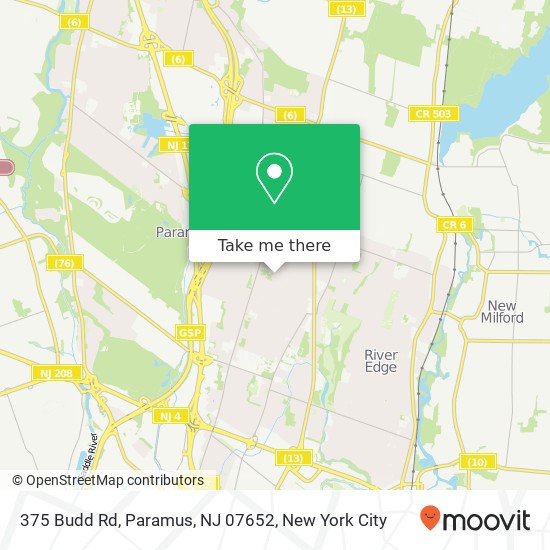 Mapa de 375 Budd Rd, Paramus, NJ 07652