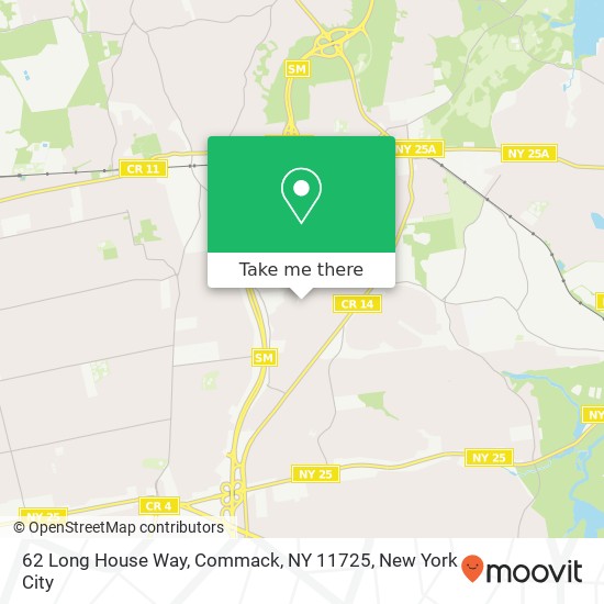 62 Long House Way, Commack, NY 11725 map