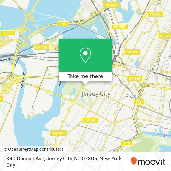 Mapa de 340 Duncan Ave, Jersey City, NJ 07306