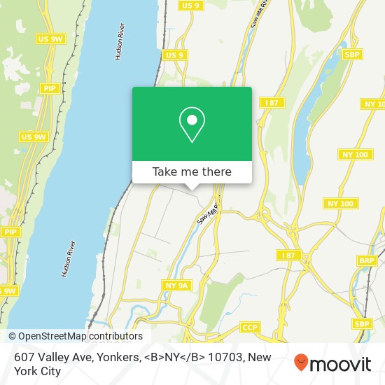 Mapa de 607 Valley Ave, Yonkers, <B>NY< / B> 10703