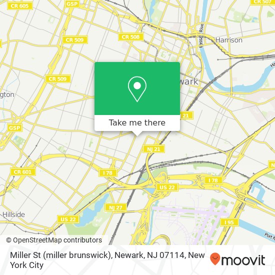 Mapa de Miller St (miller brunswick), Newark, NJ 07114