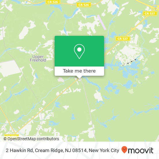 Mapa de 2 Hawkin Rd, Cream Ridge, NJ 08514