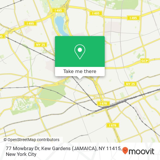 Mapa de 77 Mowbray Dr, Kew Gardens (JAMAICA), NY 11415