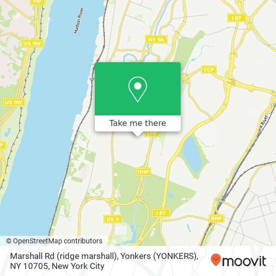 Mapa de Marshall Rd (ridge marshall), Yonkers (YONKERS), NY 10705